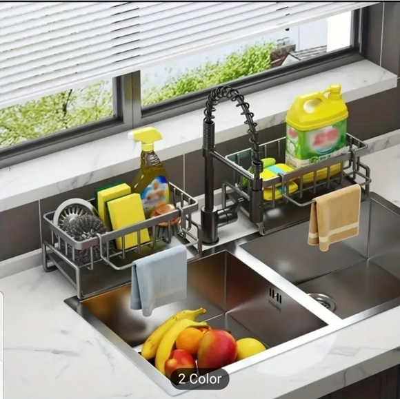 Gray Plastic Sink Caddy Organizer - Gray - Picture 11 of 11